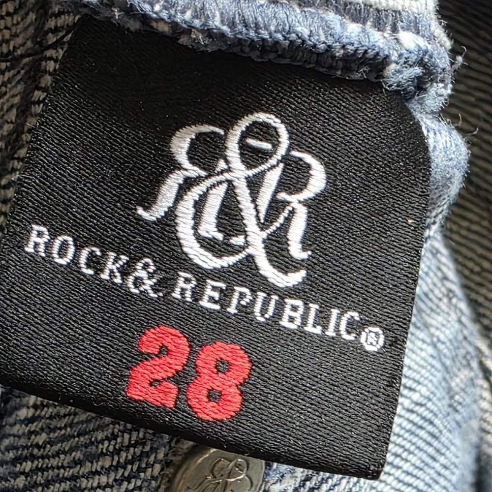 Rock & Republic Jeans Womens 28 Flare Low Rise Y2K Denim Boot Cut Embroidered - Picture 10 of 10